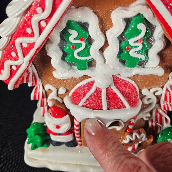 Claydough Light Up LED, Gingerbread House With Santa And Reindeer 9" Tall - Picture 7 of 14